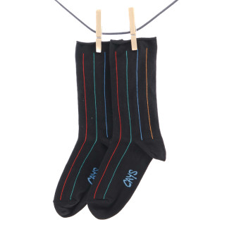 Crönert 27404 longitudinal strips Men`s Socks black